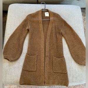 Abercrombie cable knit puff sleeve cardigan burnt orange/terracotta size XS